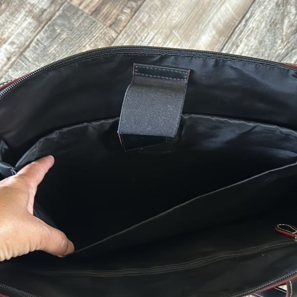 LODIS BEAUTIFUL LEATHER BLACK WITH RED TRIM LAPTOP BRIEFCASE - Picture 8 of 15